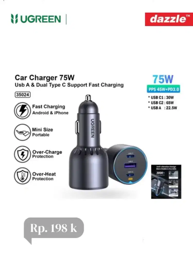 Ugreen car charger 75watt