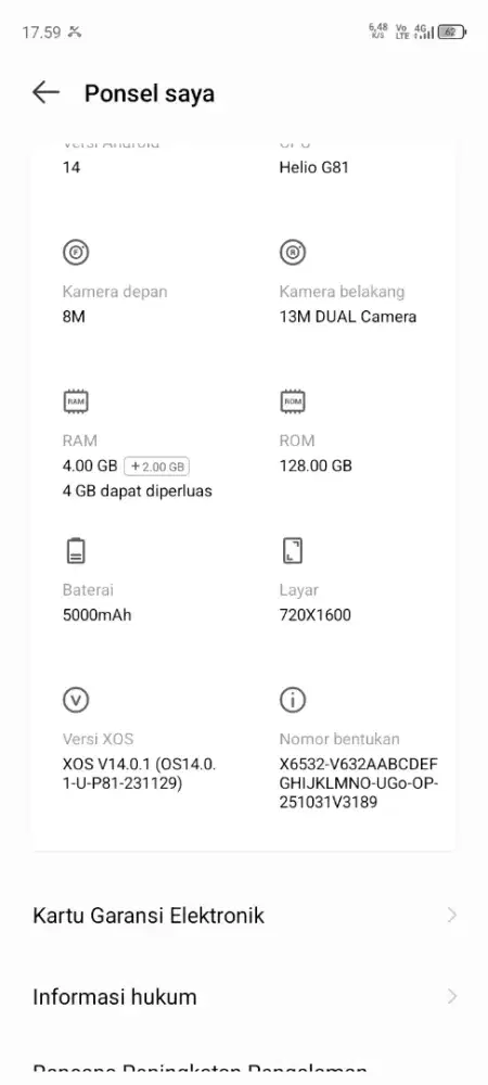 Jual cepat hp infinix semart9