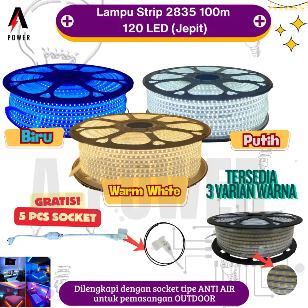 Lampu LED Strip Jepit 2835 100m - 120 LED / meter