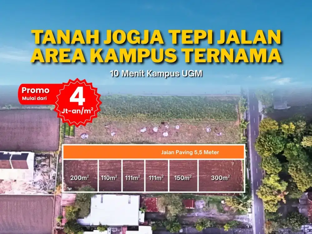 Tanah Jogja Dekat Kampus UII Akses Jalan Lebar dan Legalitas SHM Pekarangan