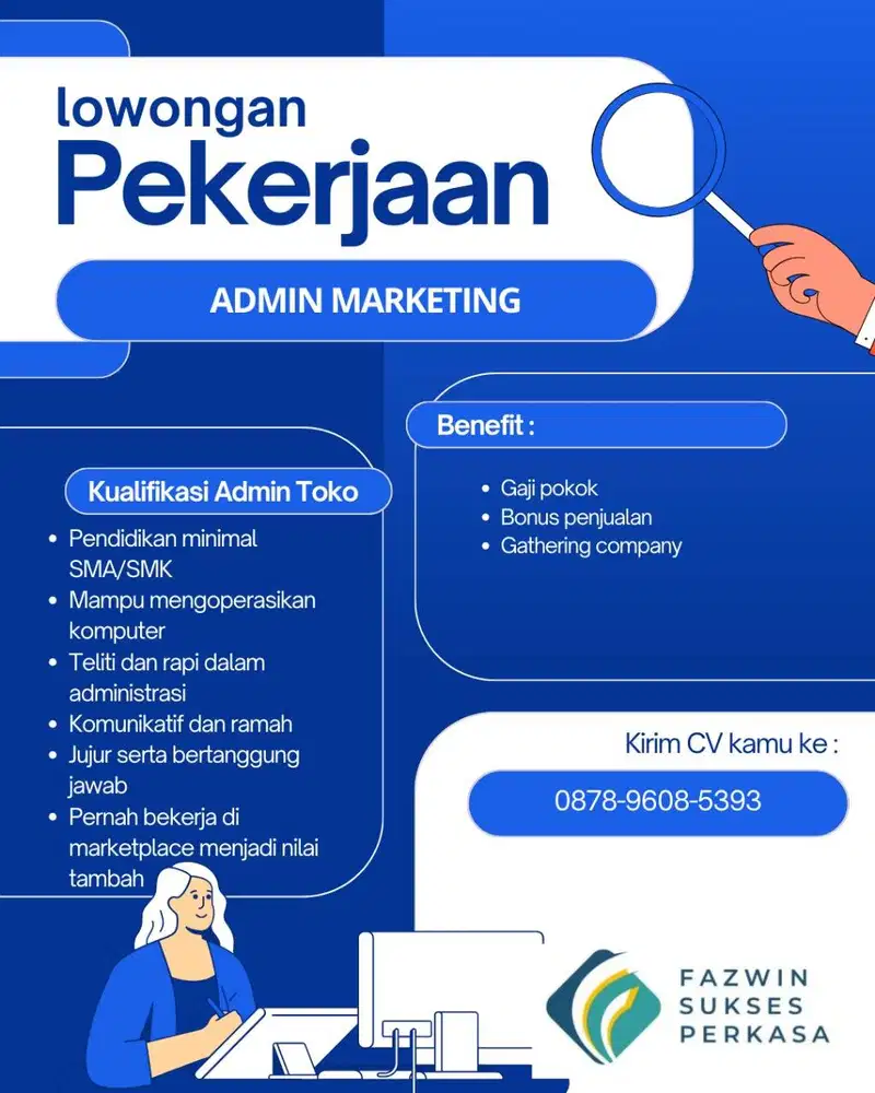 DIBUTUHKAN SEGERA LOKER ADMIN MARKETING