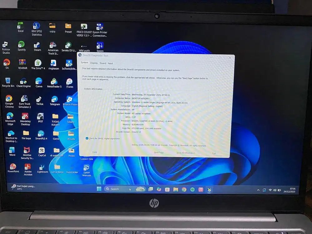 Laptop HP intel core i3 N305 (gen12) EP0088TU