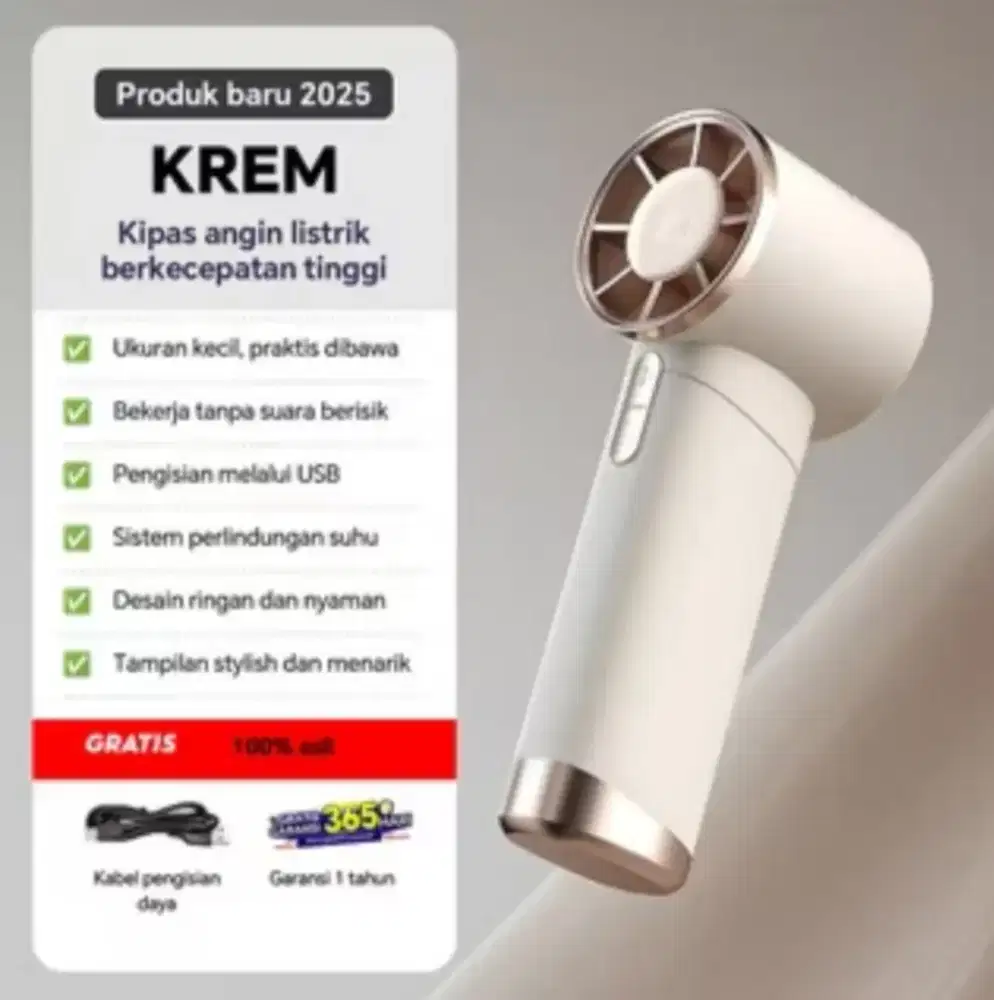 Kipas Angin Genggam LED w. Cream
