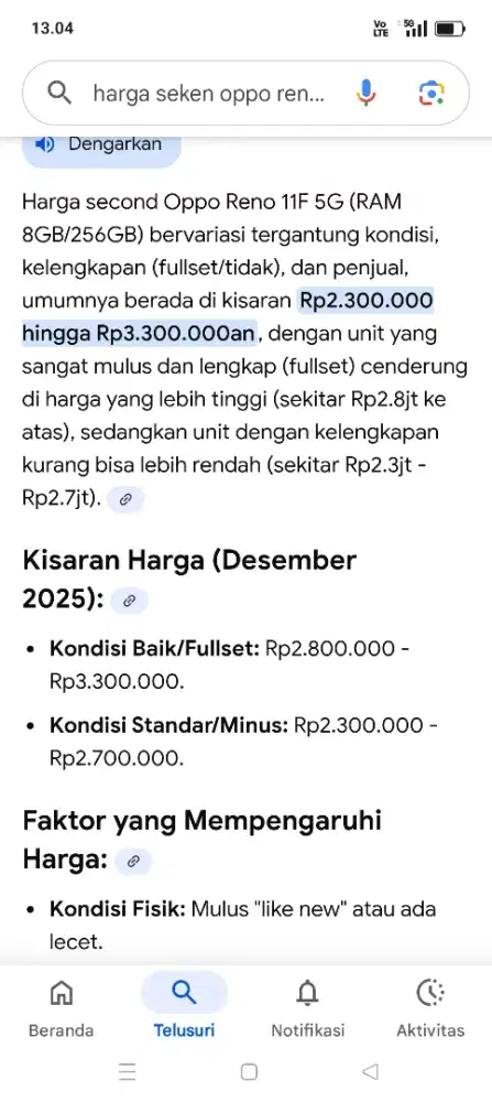 Utamakan jual Oppo Reno 11F jaringan 5G fullset mulus