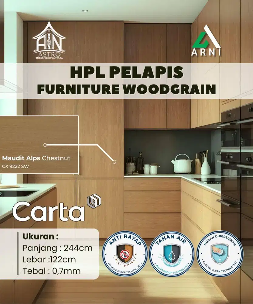[CT] HPL Pelapis Furniture Motif Serat Kayu 244cm x 122cm Anti Rayap
