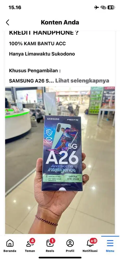 SAMSUNG A26 SPESIAL BELI HARI FREE ANTIGORES