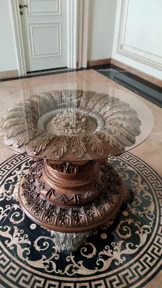 Kaca meja bulat bisa custom