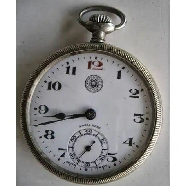 Art Deco antik Nickel zakhorloge/ jam saku ROSKOPF