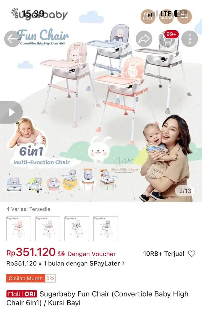 Baby chair 6 in 1 sugar baby bekas