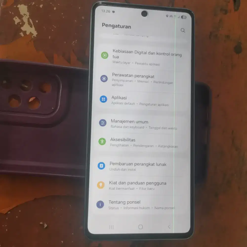 Samsung A73 5G 256 gb minus garis disamping seperti dilayar