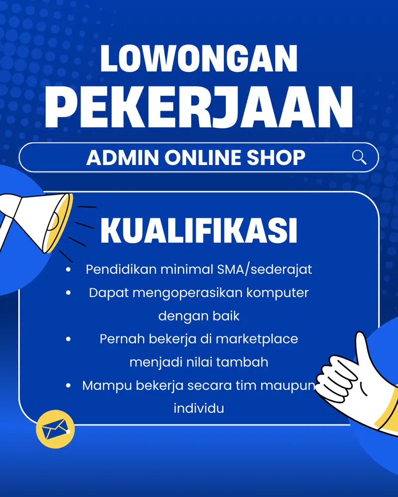 Di butuhkan Segera Loker Admin Onlineshop