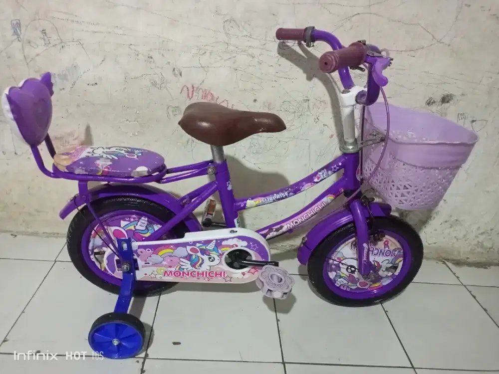 Sepeda anak cewek ukuran 12 PLUS RODA BANTU KOKOH SIAP PAKAI