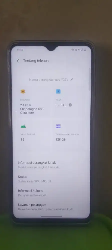 Vivo Y27S Fullset Like New