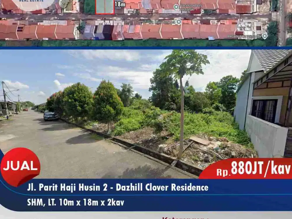 Tanah Perkavling siap bangun kota Pontianak, Jl. Parit H. Husin 2, Perum Dazhill Clover Residence