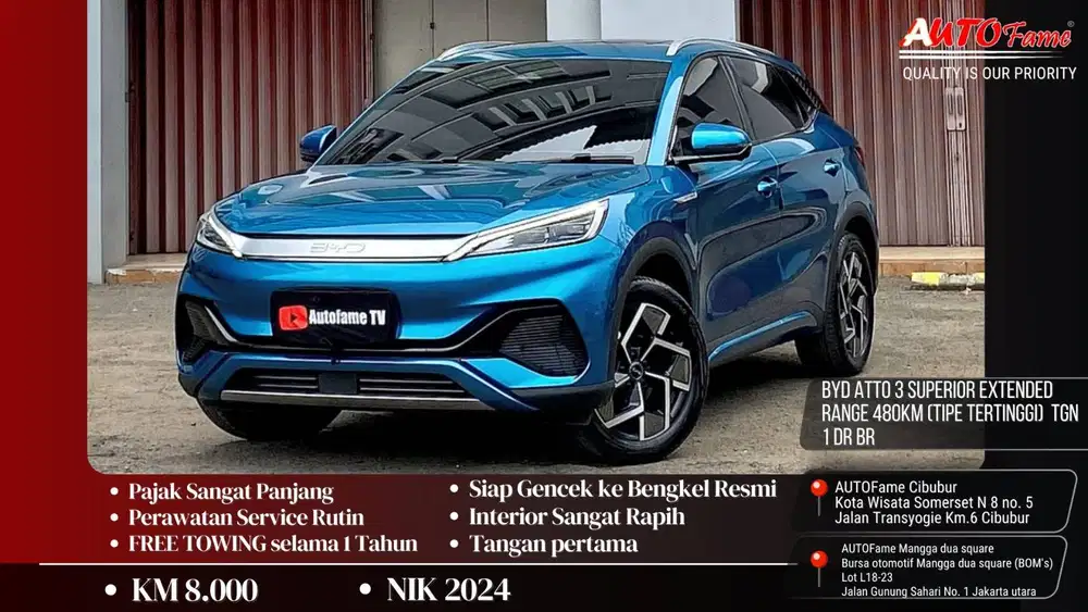 BYD Atto 3 Superior Extended Range 480KM (Tipe Tertinggi) 2024