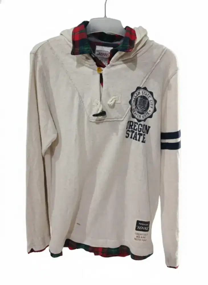 Hoodie Oregun State Half Button Broken White