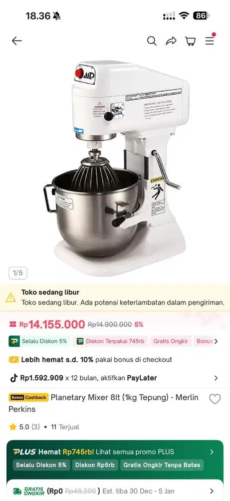 Planetary mixer Merlin Perkins