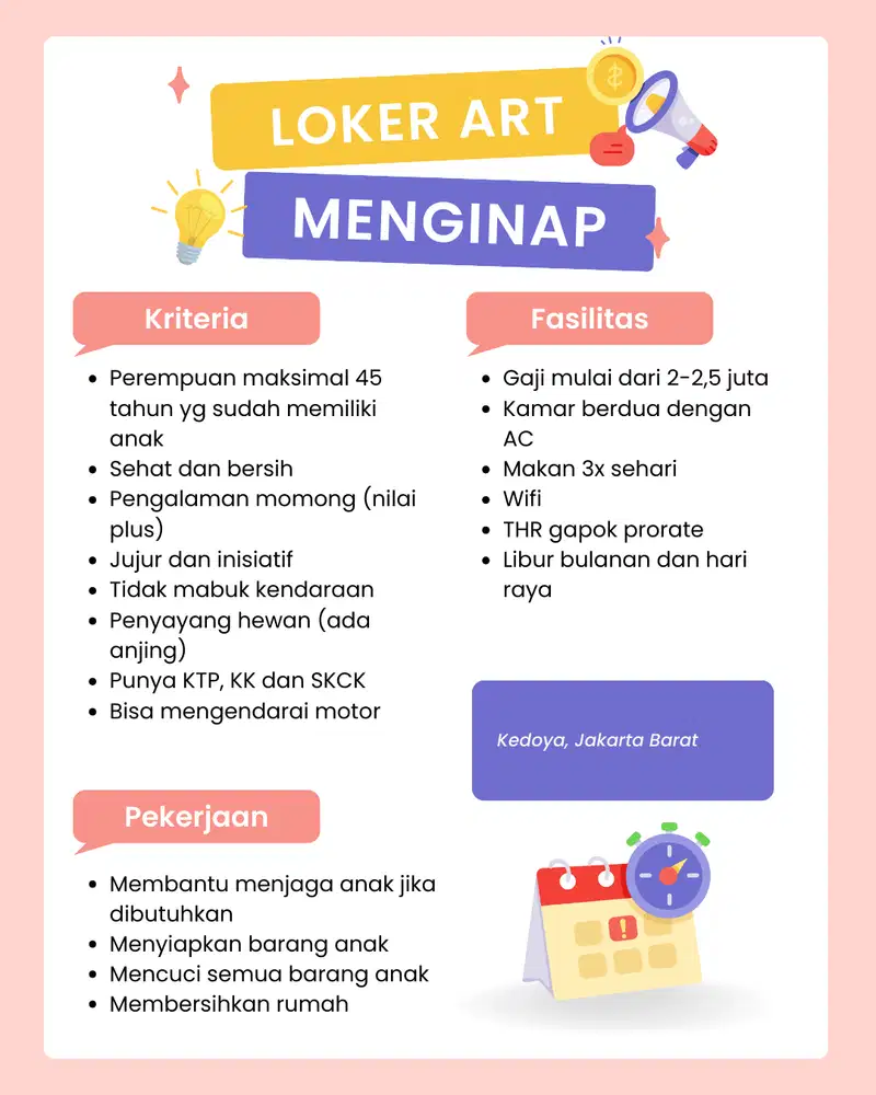 Loker ART Menginap