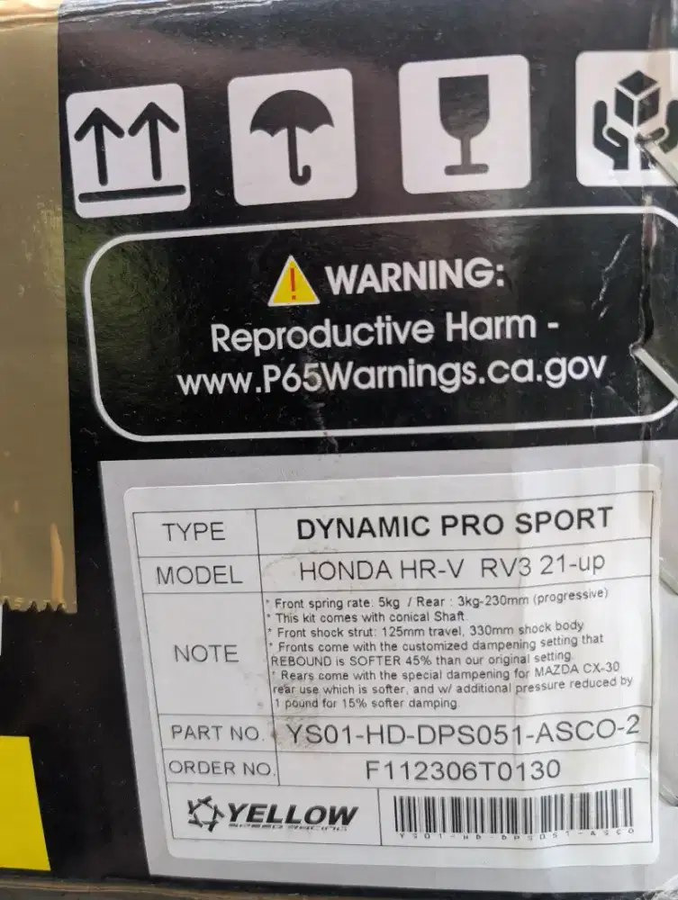 Coilover Yellow Speed Racing Honda New HRV RV 2023 Up