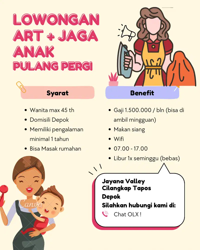 LOWONGAN ART + JAGA ANAK PULANG PERGI