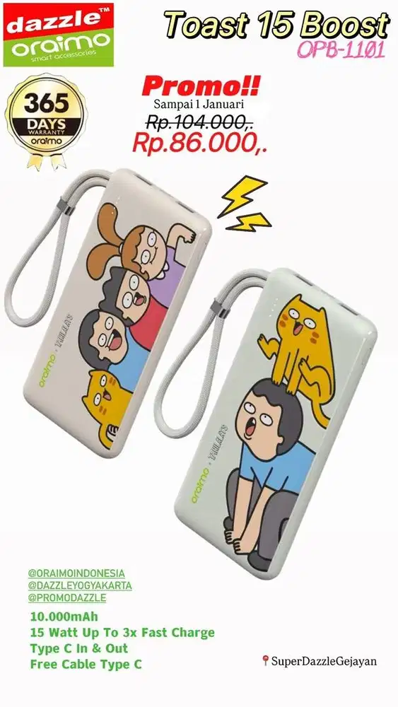 Powerbank Oraimo x Tahi lalats OPB-1101