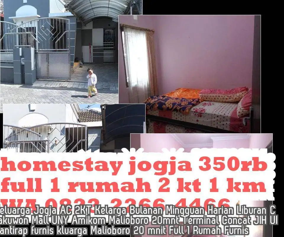 Sewa Rumah Condong Catur Yogyakarta Bulanan Mingguan Harian AC 2KT Ke