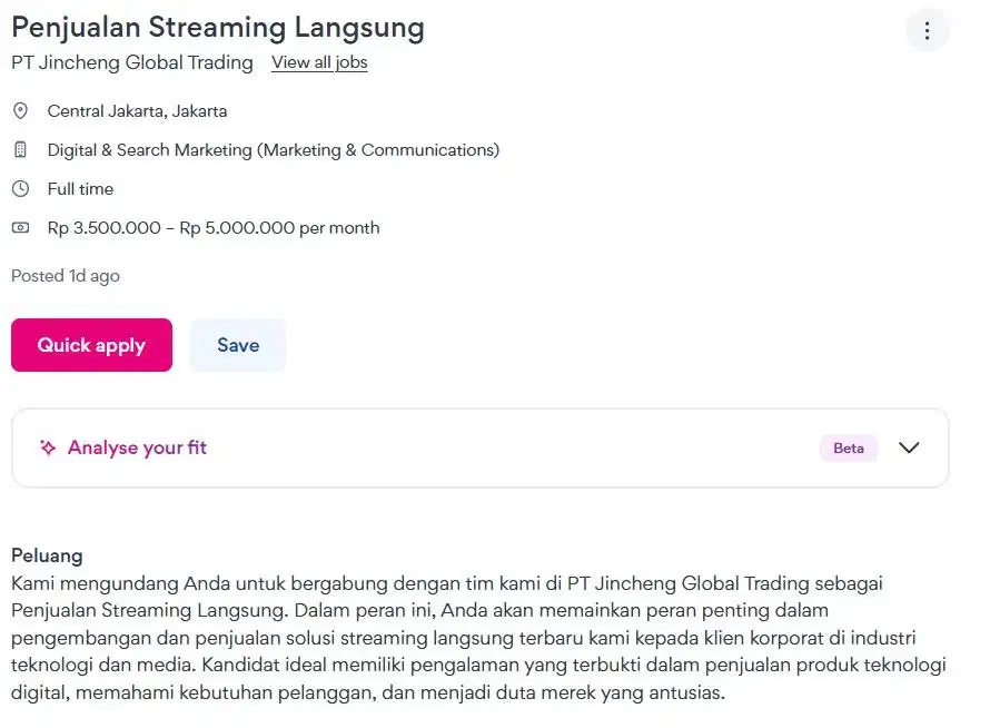 Penjualan dan streamer TikTok