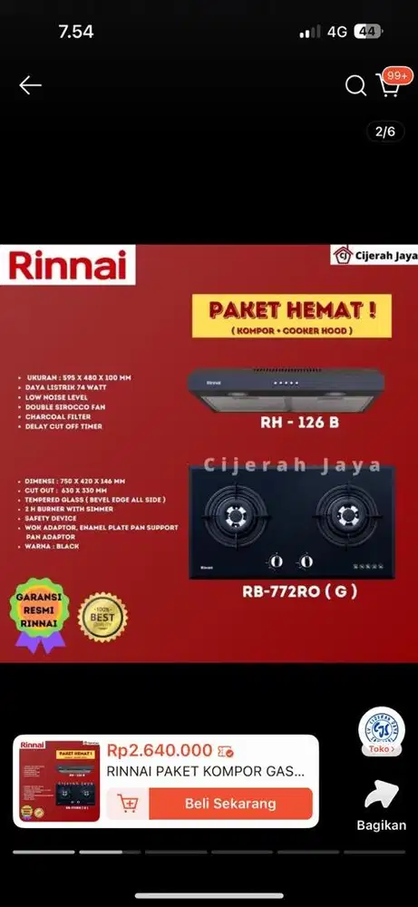 Kompor Tanam RINAI RB-772RO (G)