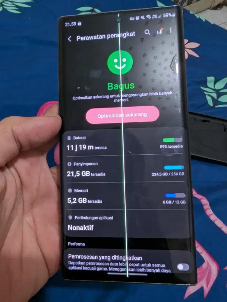 Samsung galaxy note 10+ 12/256gb, batangan minus garis