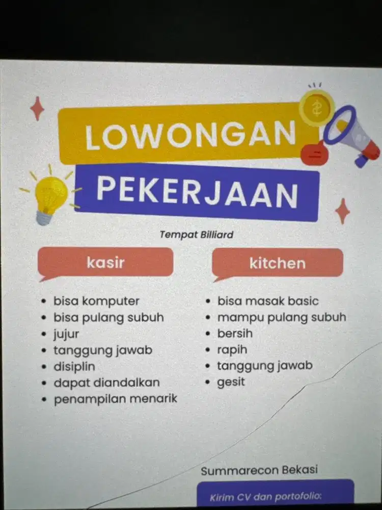 lowongan kerja kasir dan dapur