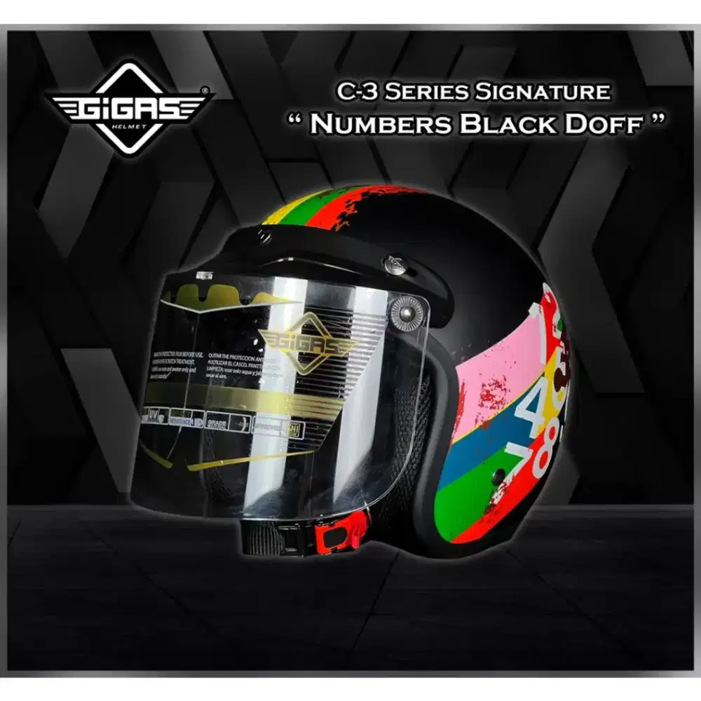 Helm Gigas Signature Numbers, warna Hitam Doff