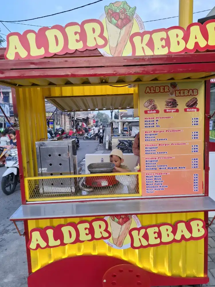 Gerobak Kebab dan kelengkapannya siap usaha