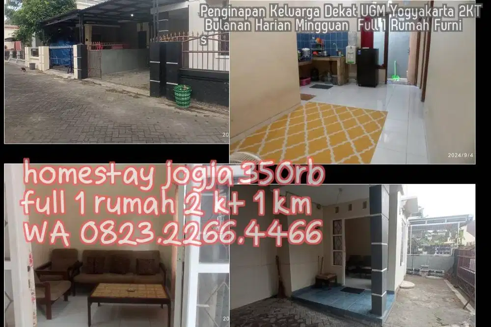 Penginapan Keluarga Dekat UGM Yogyakarta 2KT Bulanan Harian Mingguan