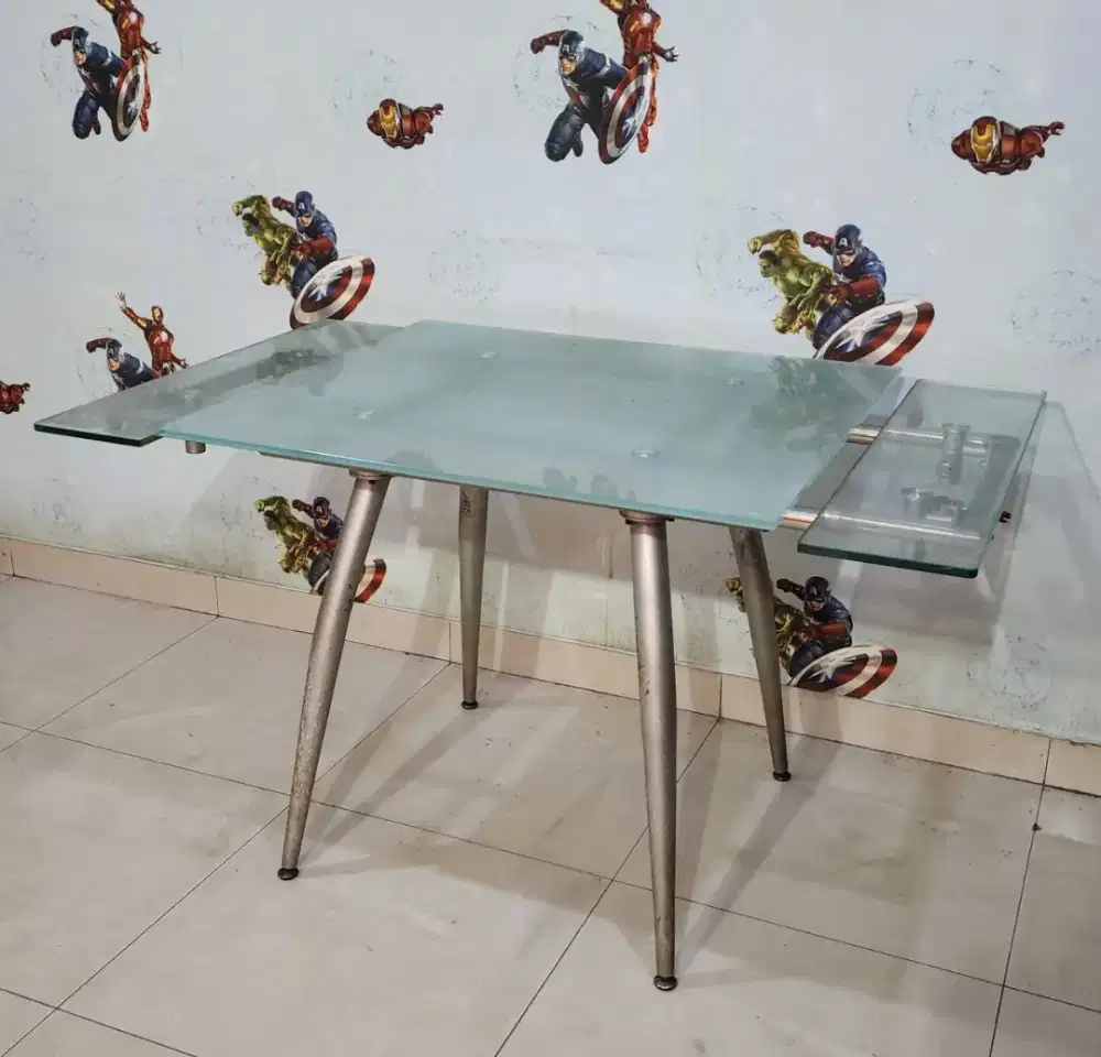 Meja Kaca Makan Kantor Bisa di panjangin Bagus Keren