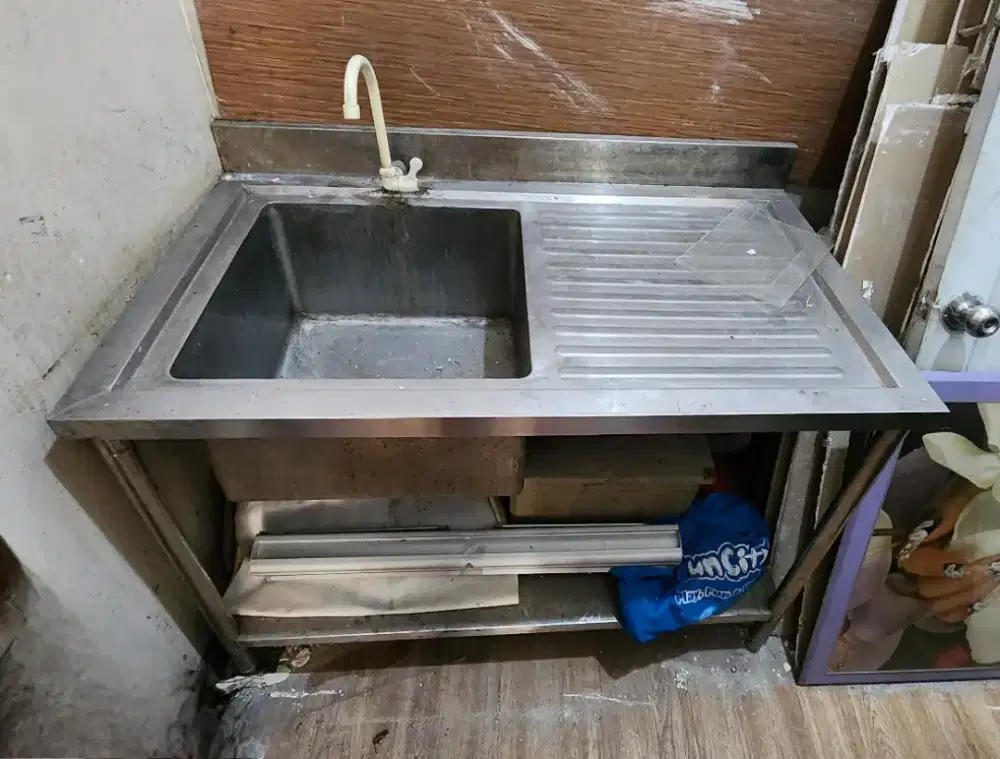Meja Cuci Piring Stainless Bagus Keren berhadiah Grease Trap