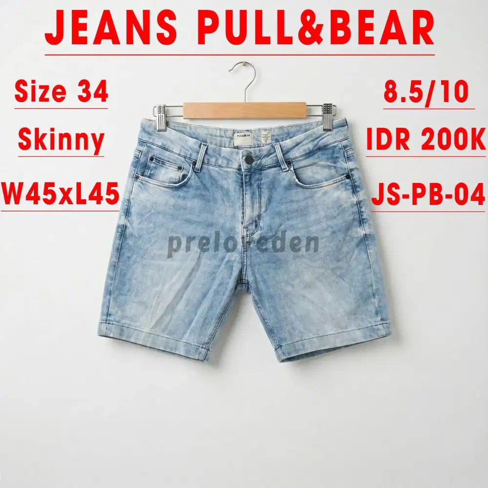 (Preloved) Celana Pendek Pull&Bear Jeans Size 34 Light Blue Skinny Fit