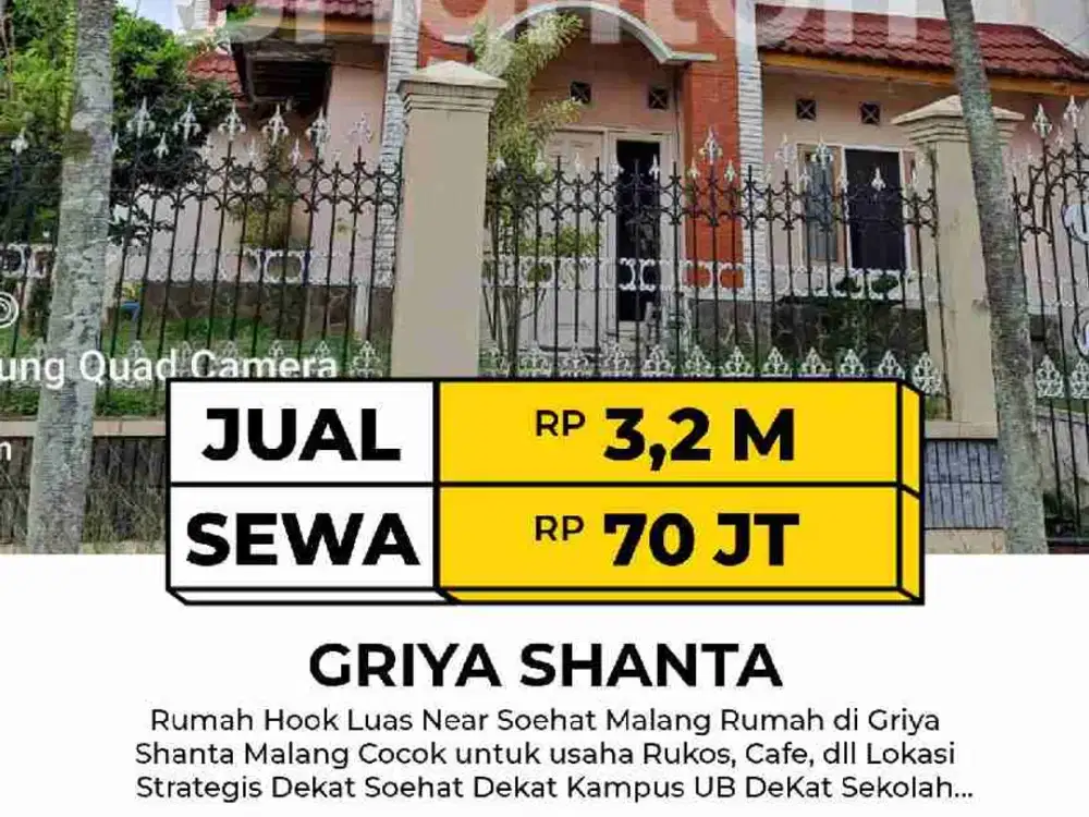 Rumah Hook Murah Di Griya Shanta Malang