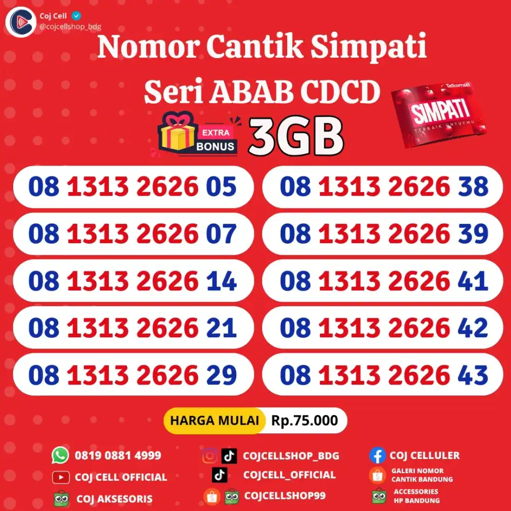 Nomor cantik Telkomsel seri abab cdcd