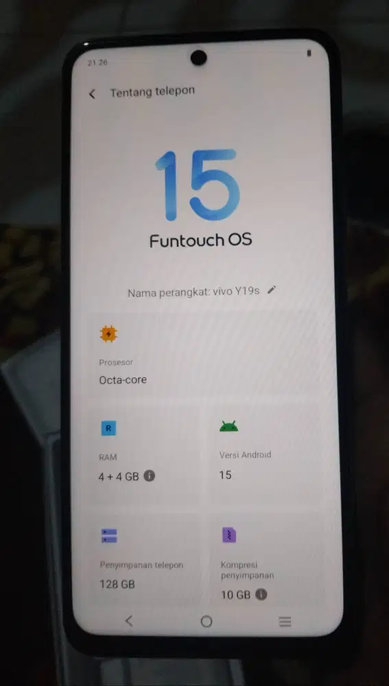 Vivo y19s ram 4+4/128