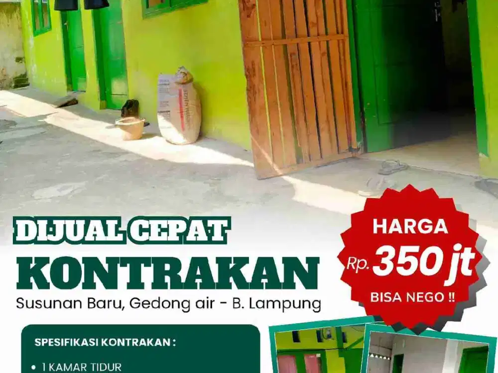 KONTRAKAN DIJUAL MURAH DI GEDONG AIR SUSUNAN BARU BANDAR LAMPUNG