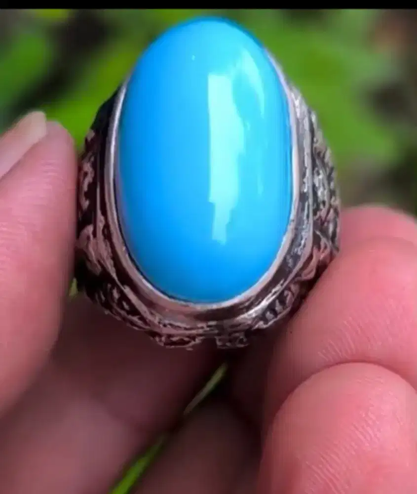 Batu Cincin Akik Permata Natural Turquoise Pirus Biru Polosan Persia