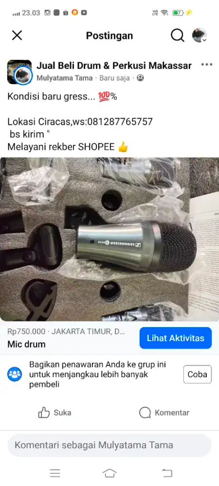 Mic drum set senaizer siap pakai