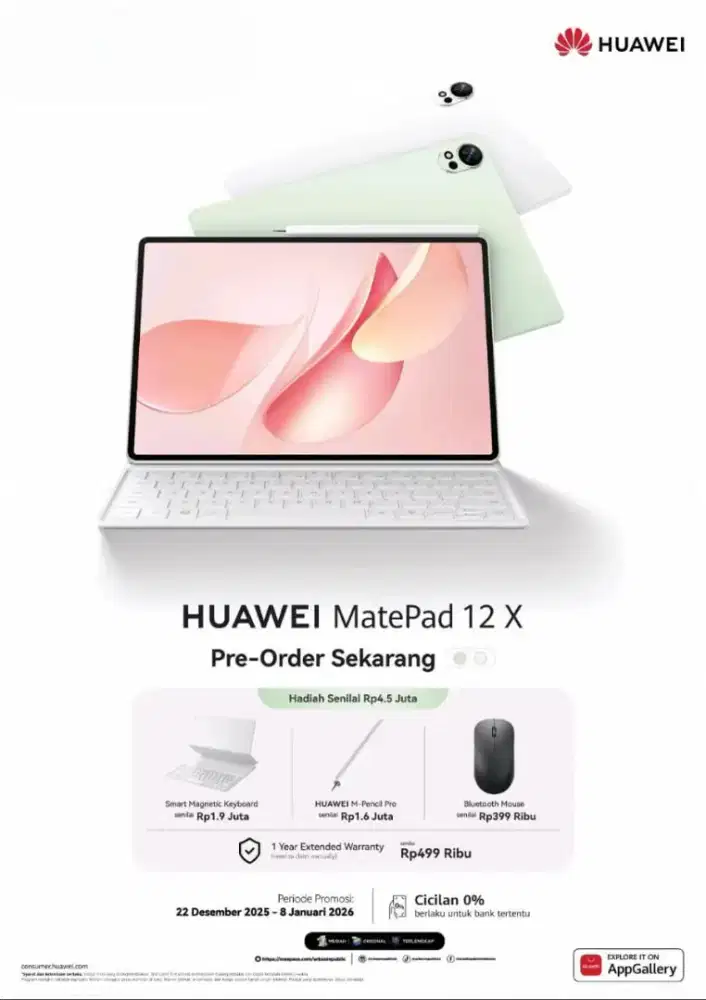 Matepad 12x 2026 Free M pen, keyboard, mouse, & warranty extend 1th