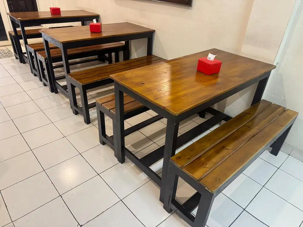 Meja Kursi Meja Kasir Kayu minimalis Cafe Restoran