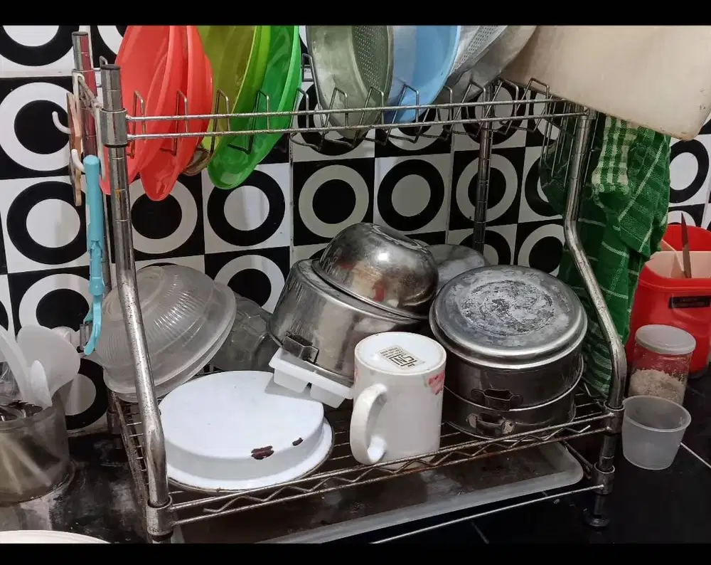 Rak piring 2 tingkat lebar 47 cm