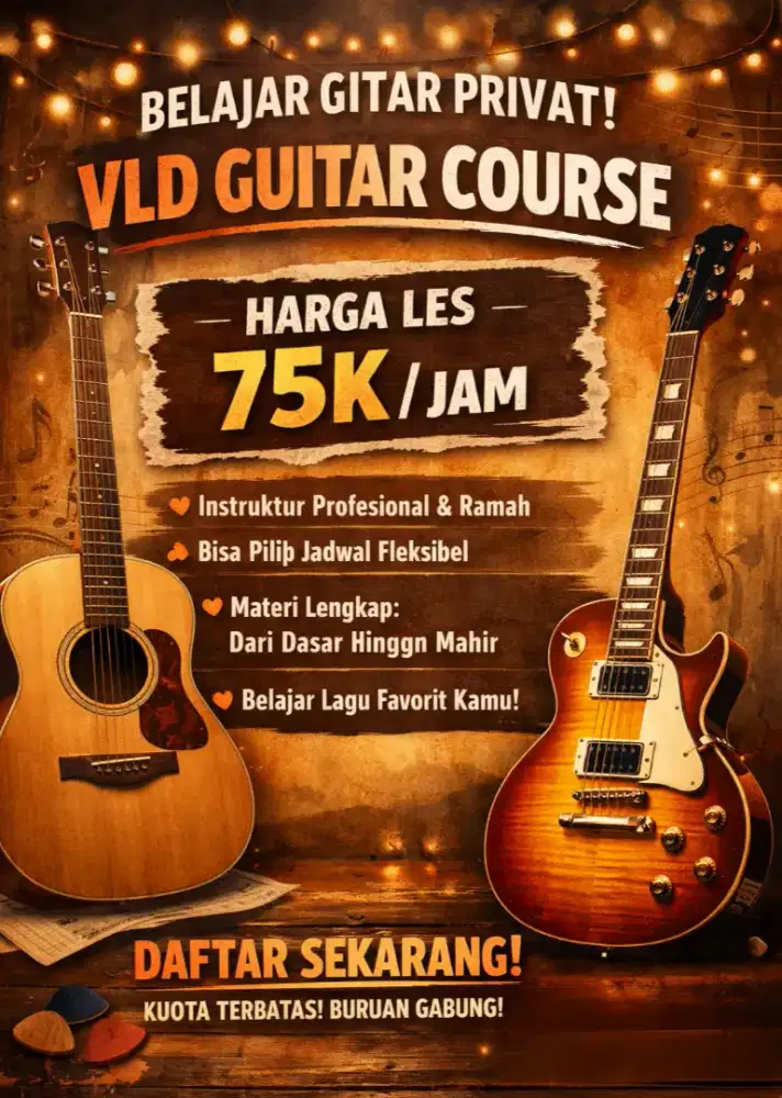Les Gitar Akustik Dan Elektrik