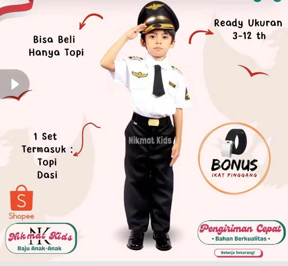 Dijual baju pilot anak 1x pake