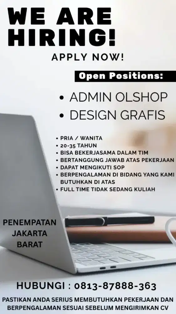 Di Butuhkan Segera Admin Finance Dan Admin Design
