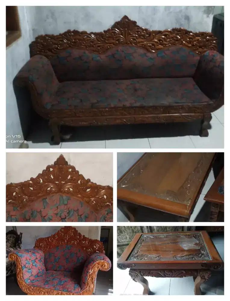 Meja kursi sofa ukiran jati Jepara lamaaaa