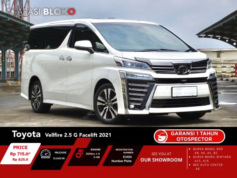 Toyota Vellfire 2.5 G
Facelift CBU ATPM 2021